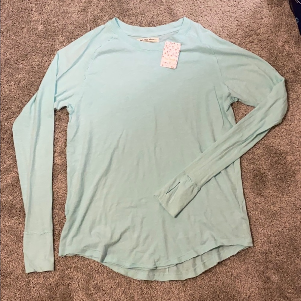 Free People long sleeve distressed shirt